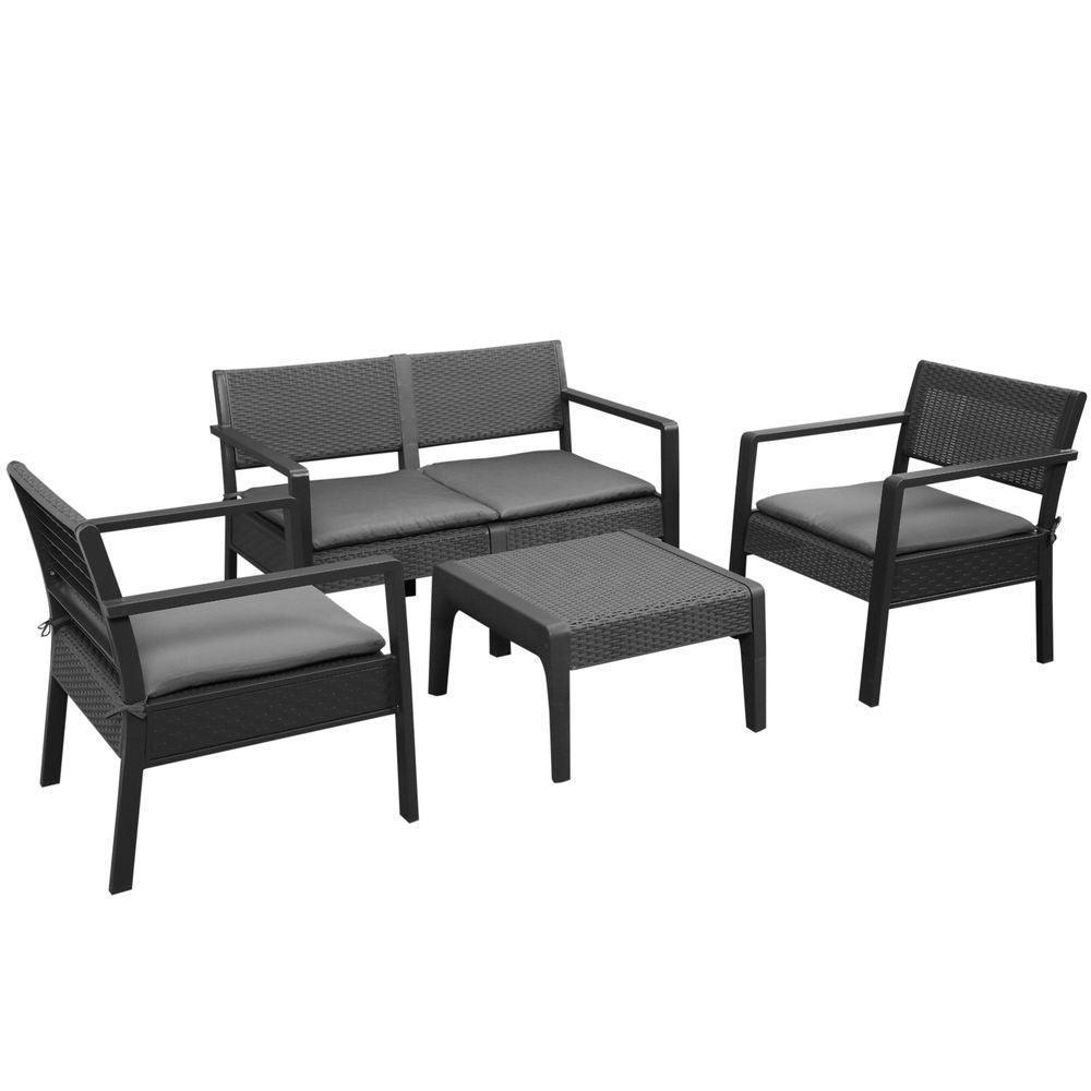 Garden PP Rattan Style Sofa Set, 4 PCS Outsunny