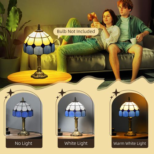 HOMCOM Antique Table Lamp, for Bedroom Bedside, Bulb not Included, Blue AIYAPLAY