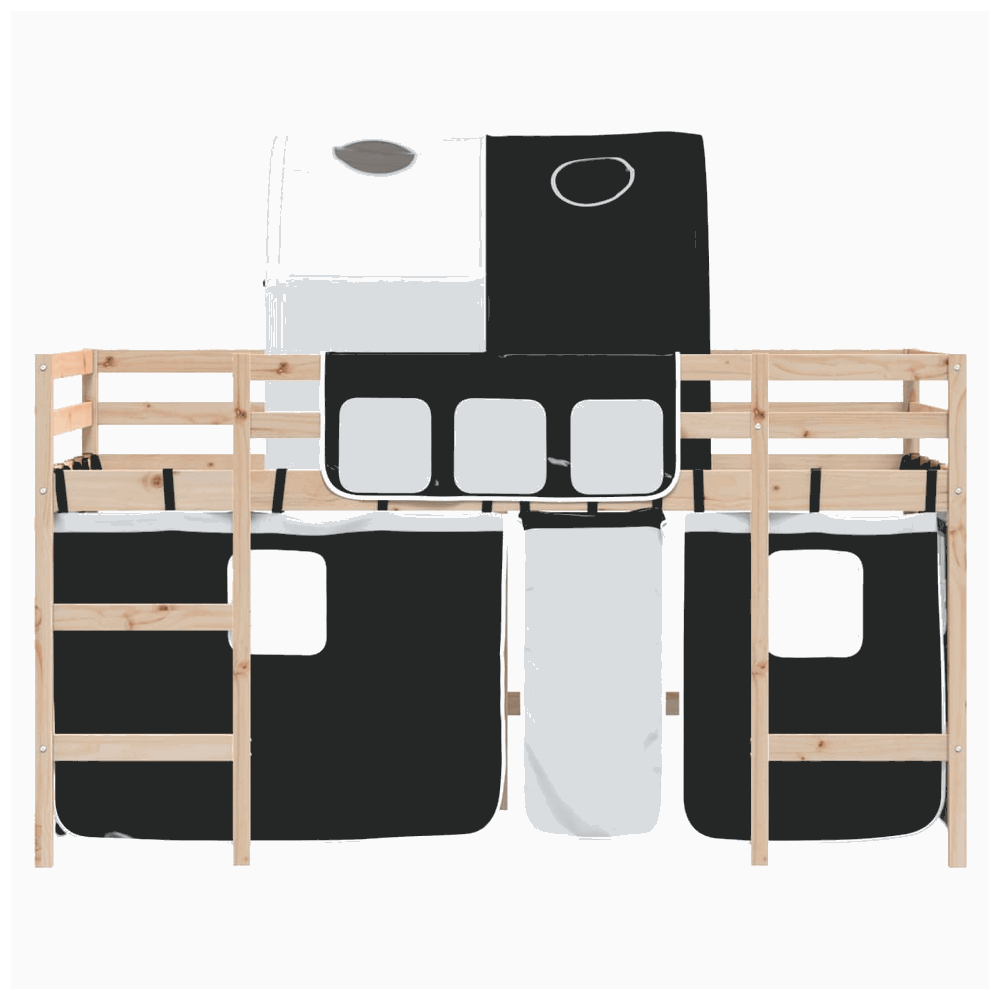 vidaXL Kids' Loft Bed with Tunnel White&Black 80x200cm Solid Wood Pine vidaXL