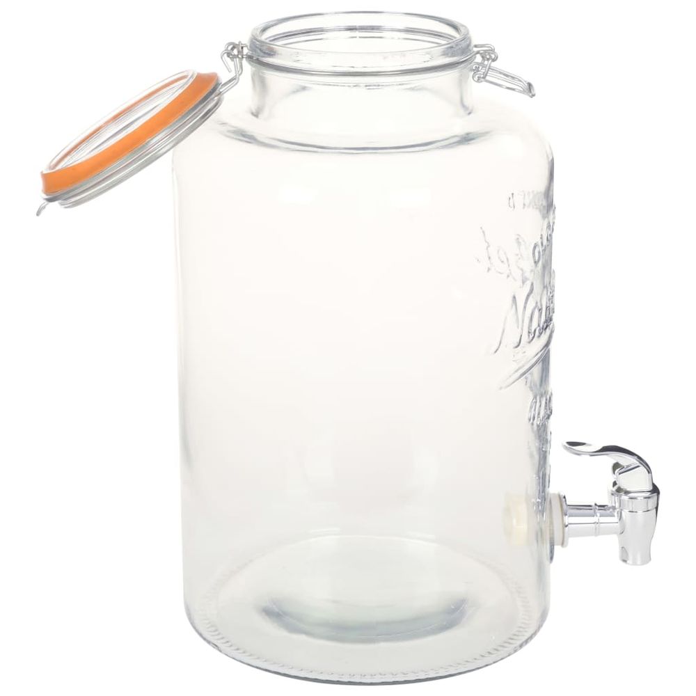 Water Dispenser XXL with Tap Transparent 8 L Glass vidaXL