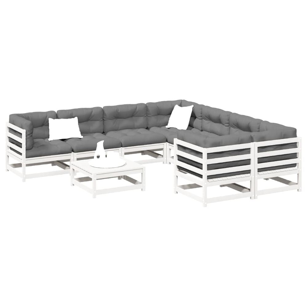 vidaXL 9 Piece Garden Sofa Set Solid Wood Pine white without cushion vidaXL