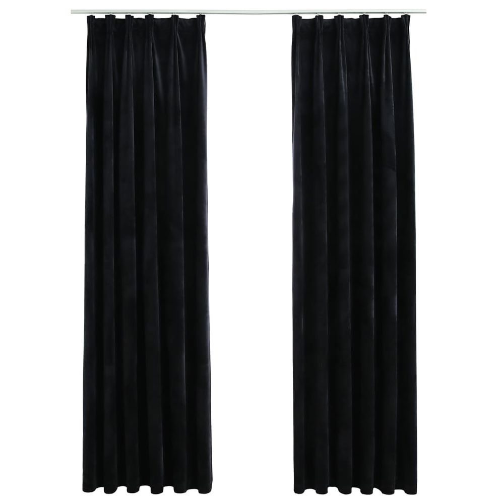 vidaXL Blackout Curtains 2 pcs with Hooks Velvet Black 140x175 cm vidaXL