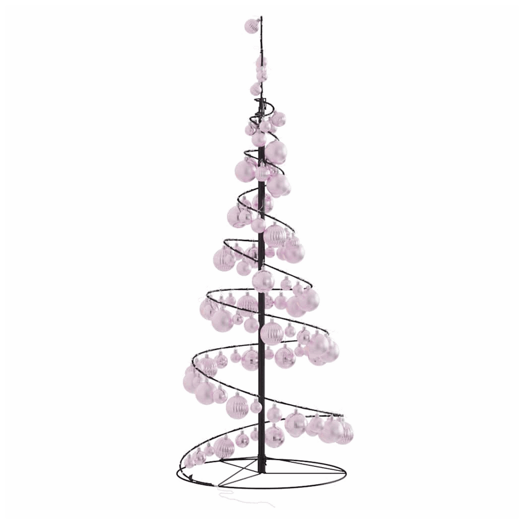 vidaXL Christmas Tree Light Cone with Baubles 80 LEDs Warm White 120 cm vidaXL