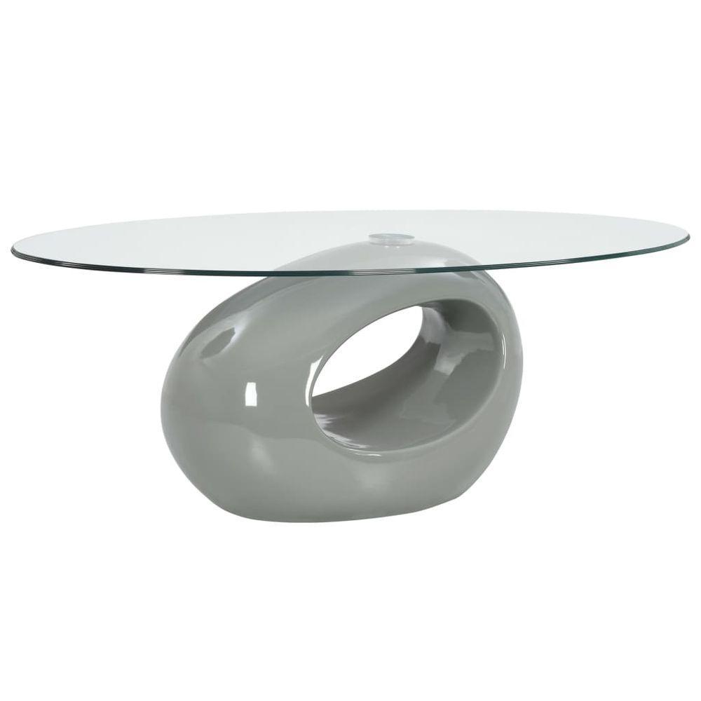 vidaXL Coffee Table with Oval Glass Top High Gloss Grey vidaXL