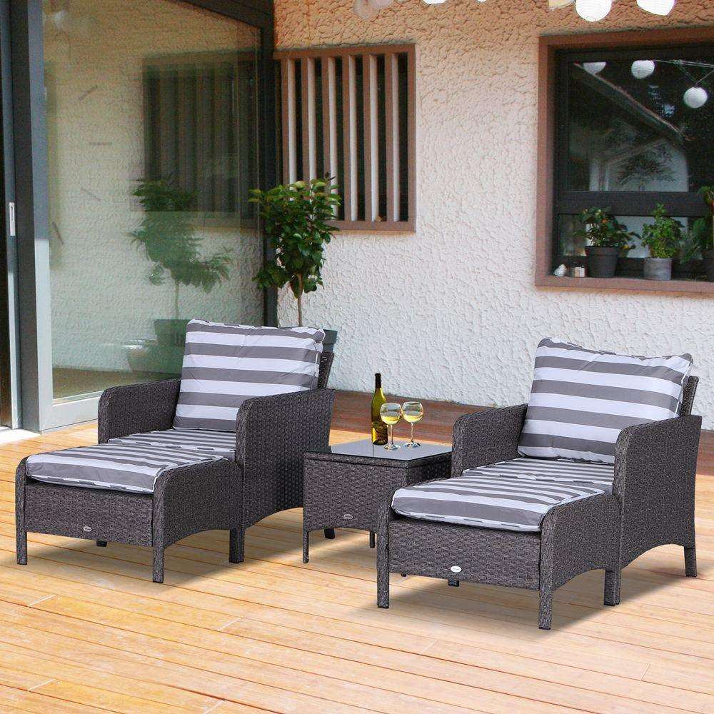 5-Piece PE Rattan Outdoor Garden Furniture Set Outsunny