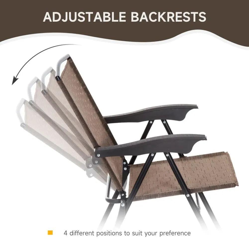 3 PCS Patio Furniture Bistro Set with Folding Chairs Tempered Glass Table Brown Unbranded