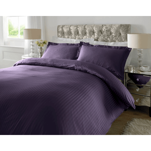 300 TC - 100% Cotton Sateen Stripe Duvet Cover Set Gothic Grape Xquisite