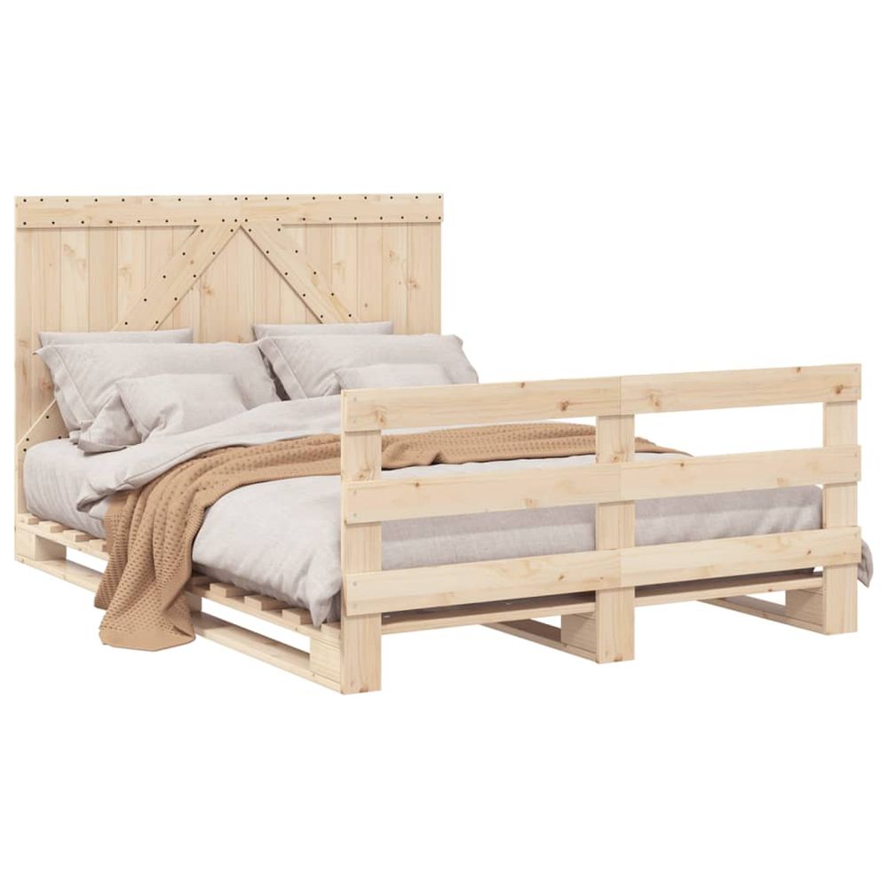 vidaXL Bed Frame with Headboard 140x200 cm Solid Wood Pine vidaXL