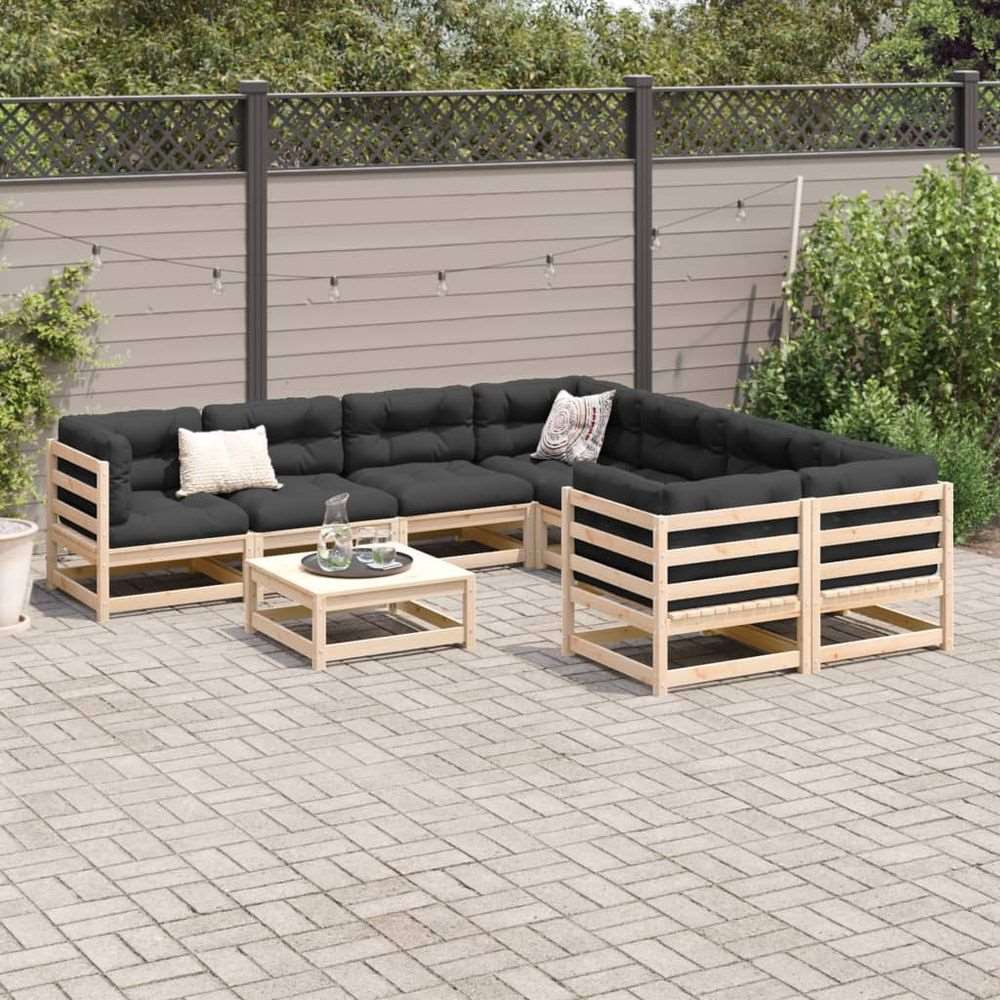 vidaXL 9 Piece Garden Sofa Set Solid Wood Pine vidaXL