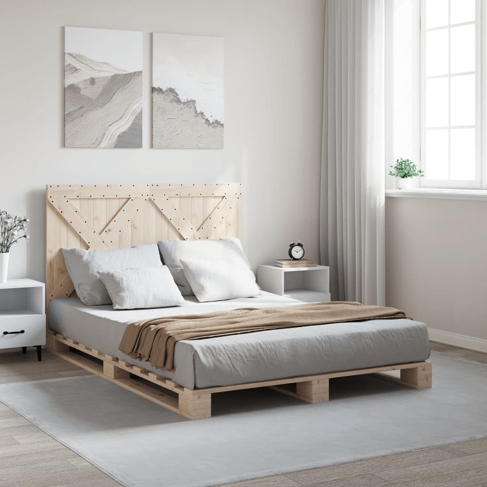 vidaXL Bed Frame with Headboard 140x200 cm Solid Wood Pine vidaXL