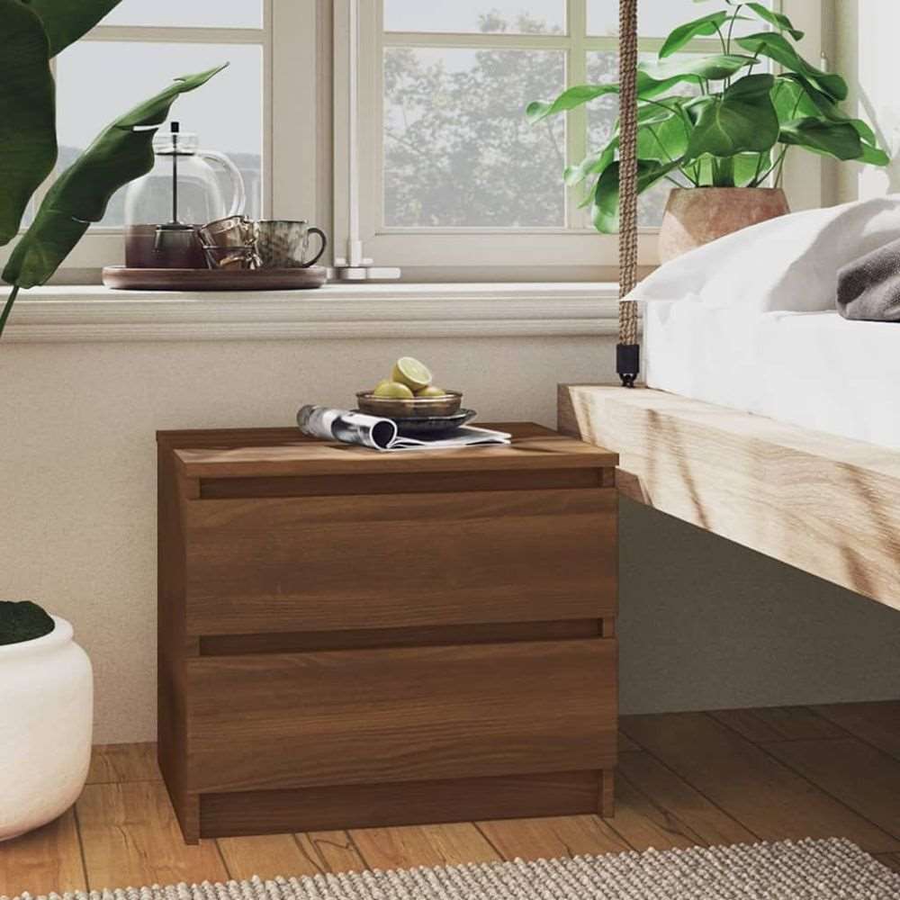 vidaXL Bed Cabinet Smoked Oak 50x39x43.5 cm Engineered Wood vidaXL