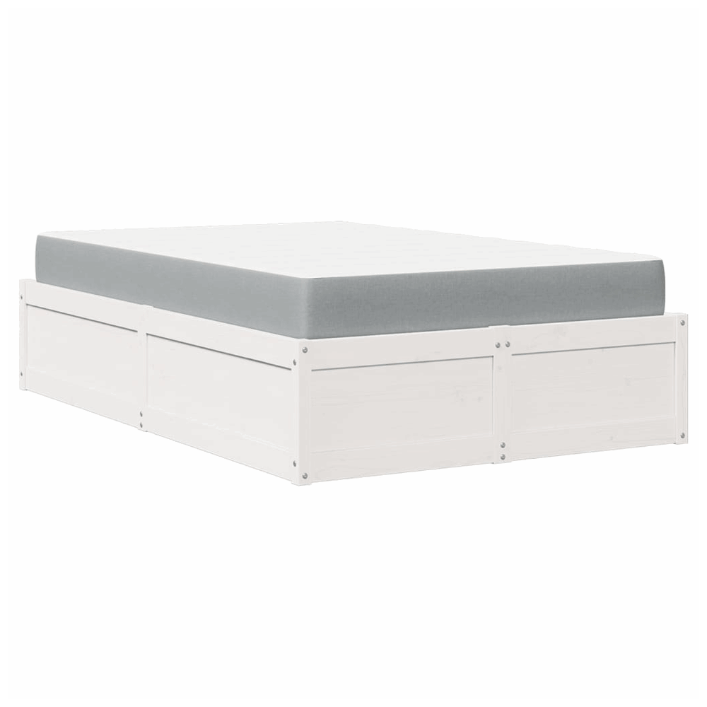 vidaXL Bed with Mattress White 120x200 cm Solid Wood Pine vidaXL