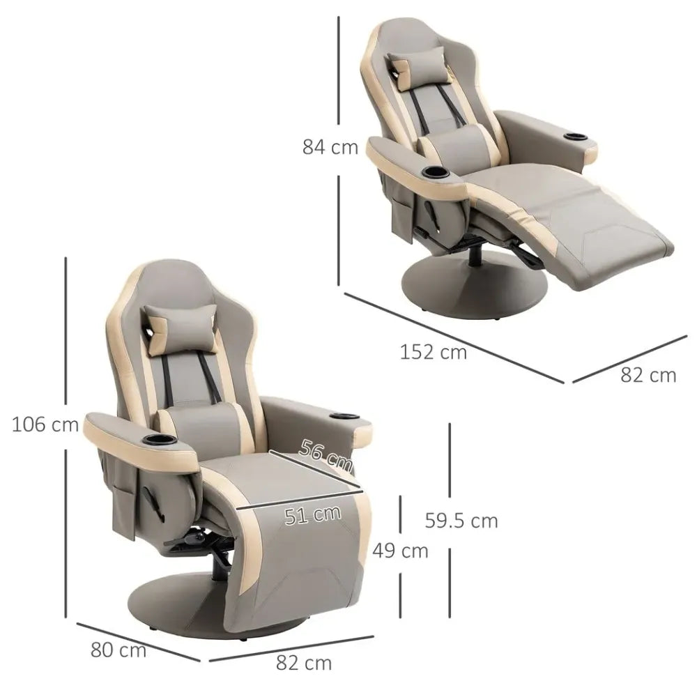 Manual Recliner Armchair PU Sofa Chair w/ Adjustable Leg Rest & 135 Degree Reclining HOMCOM