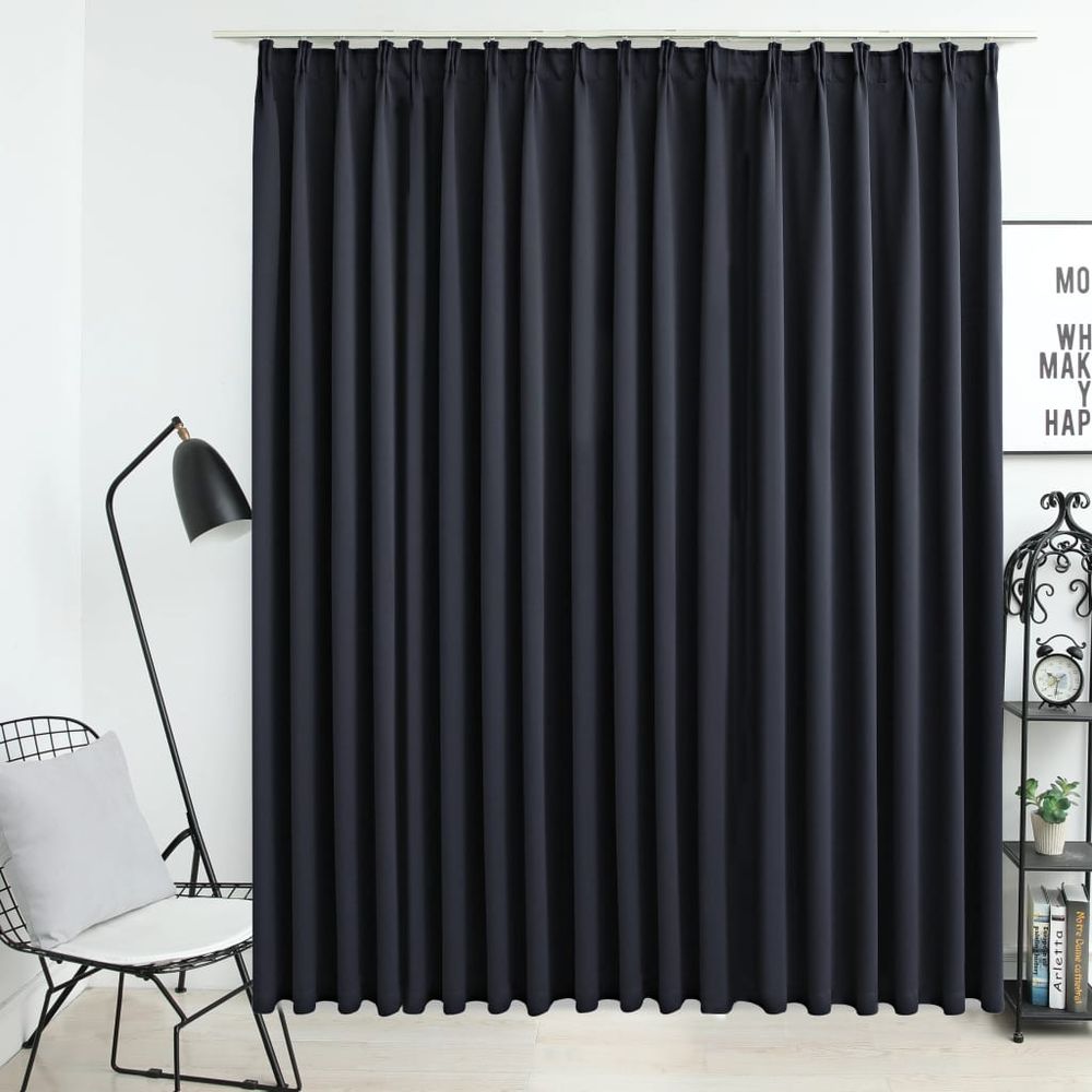 vidaXL Blackout Curtain with Hooks Black 290x245 cm vidaXL