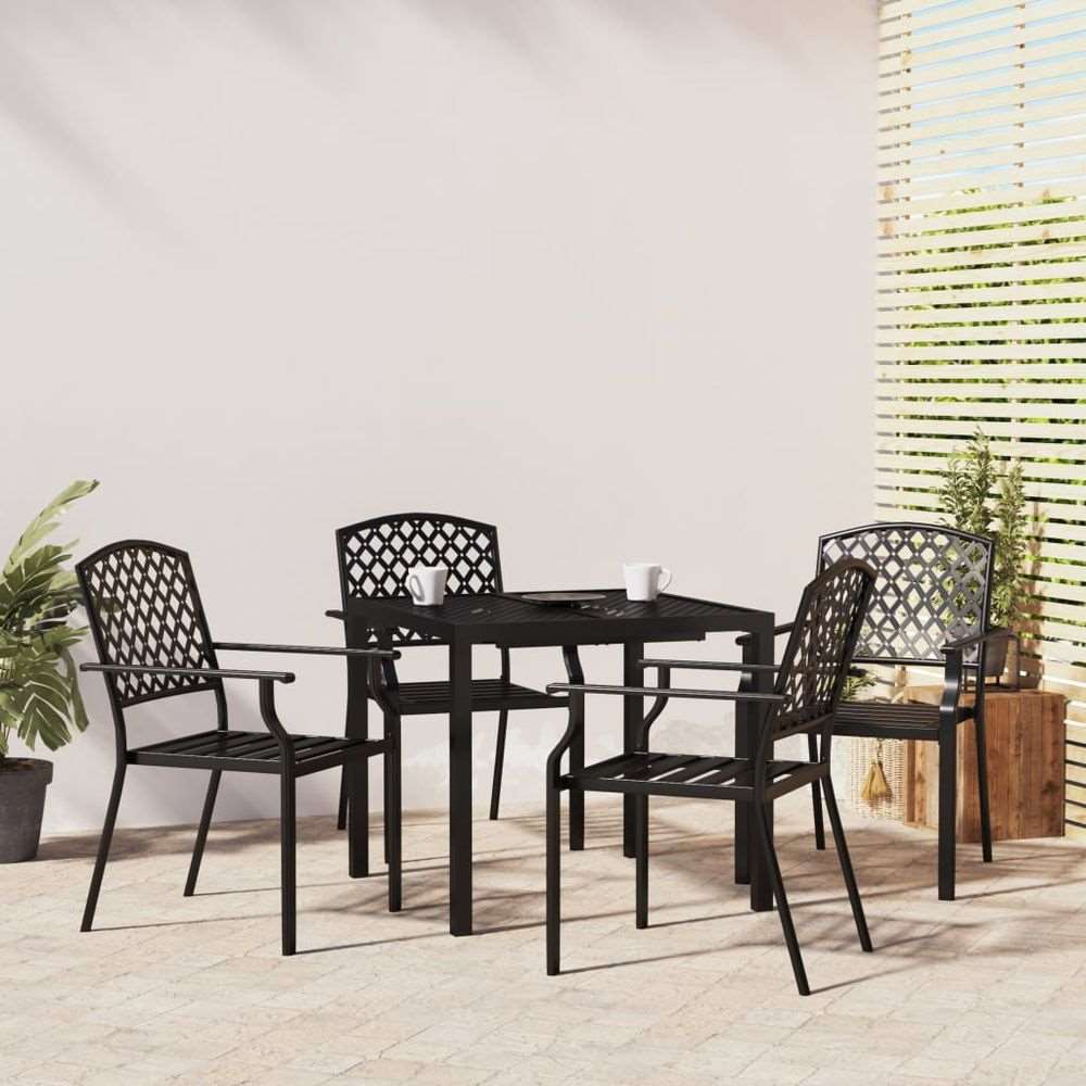 vidaXL 3 Piece Garden Dining Set Anthracite Steel 5 80 cm table length vidaXL