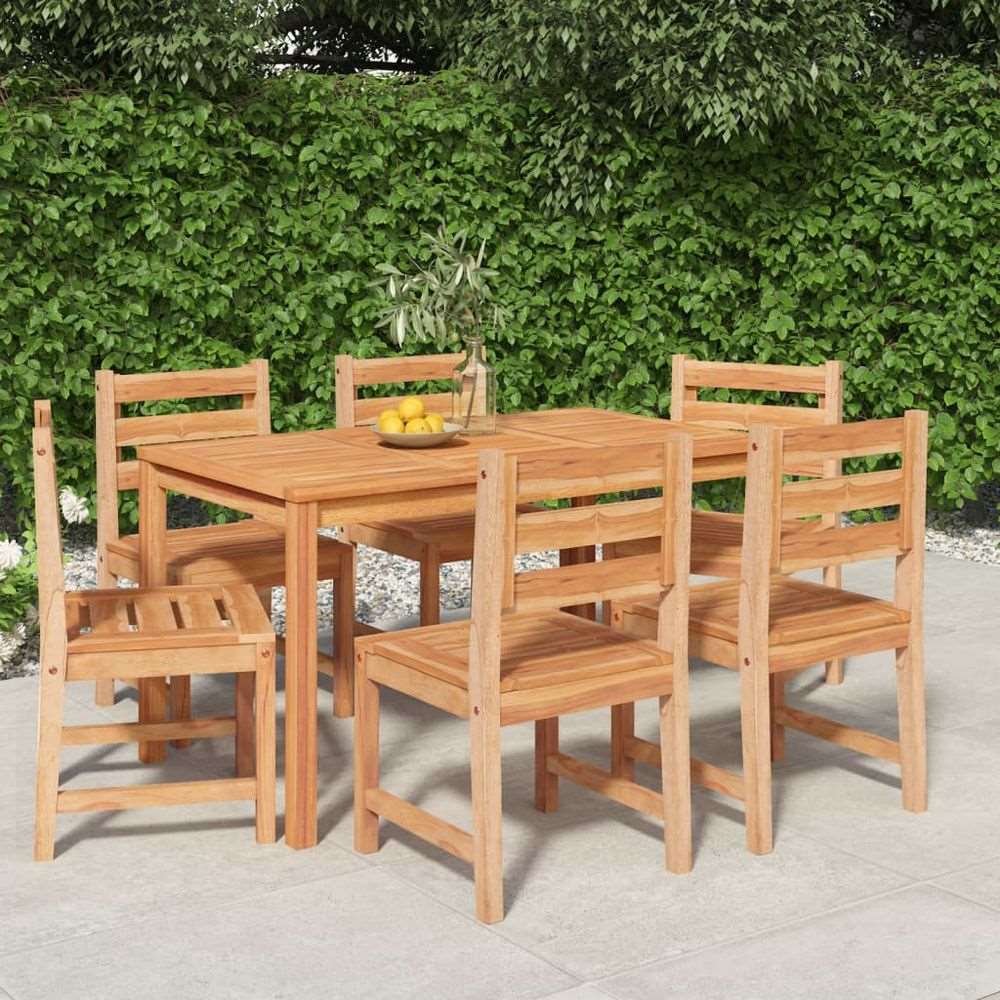 vidaXL 3 Piece Garden Dining Set Solid Wood Teak 6x chair + table 140 cm table length vidaXL