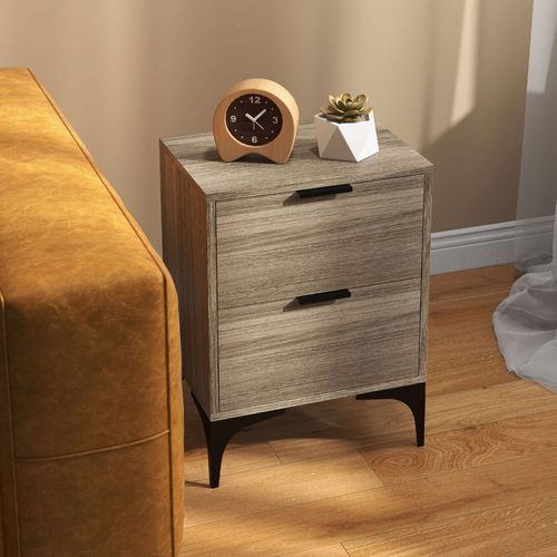 HOMCOM Bedside Tables Set of 2 with 2 Drawers for Bedroom, Living Room HOMCOM