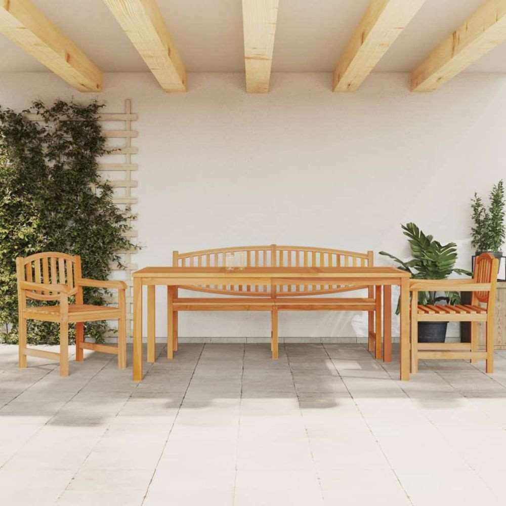 vidaXL 5 Piece Garden Dining Set Solid Wood Teak 2x chair + bench + table 200 cm table length vidaXL