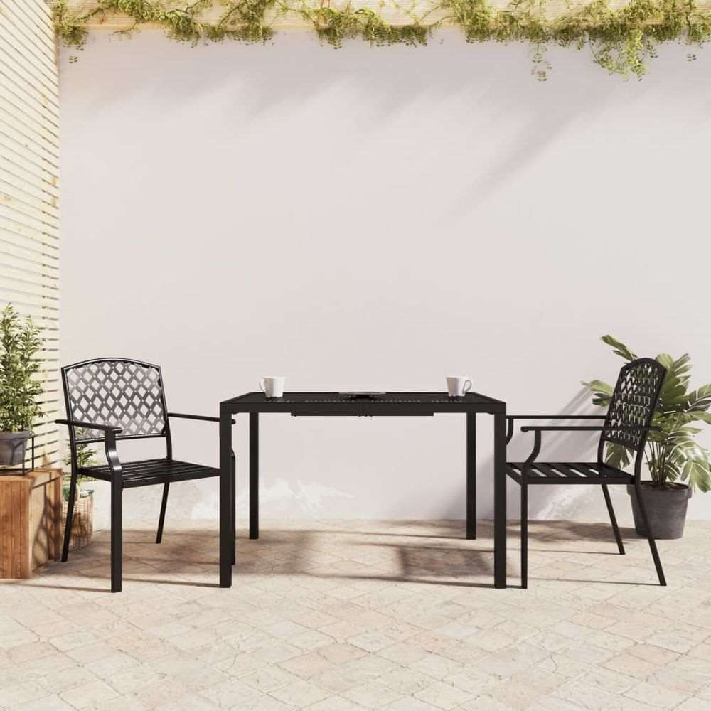 vidaXL 3 Piece Garden Dining Set Anthracite Steel 3 110 cm table length vidaXL