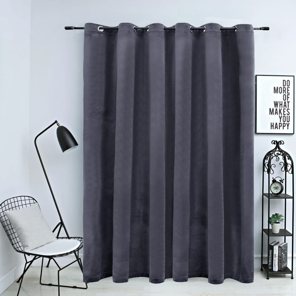 vidaXL Blackout Curtain with Metal Rings Velvet Black 290x245 cm vidaXL