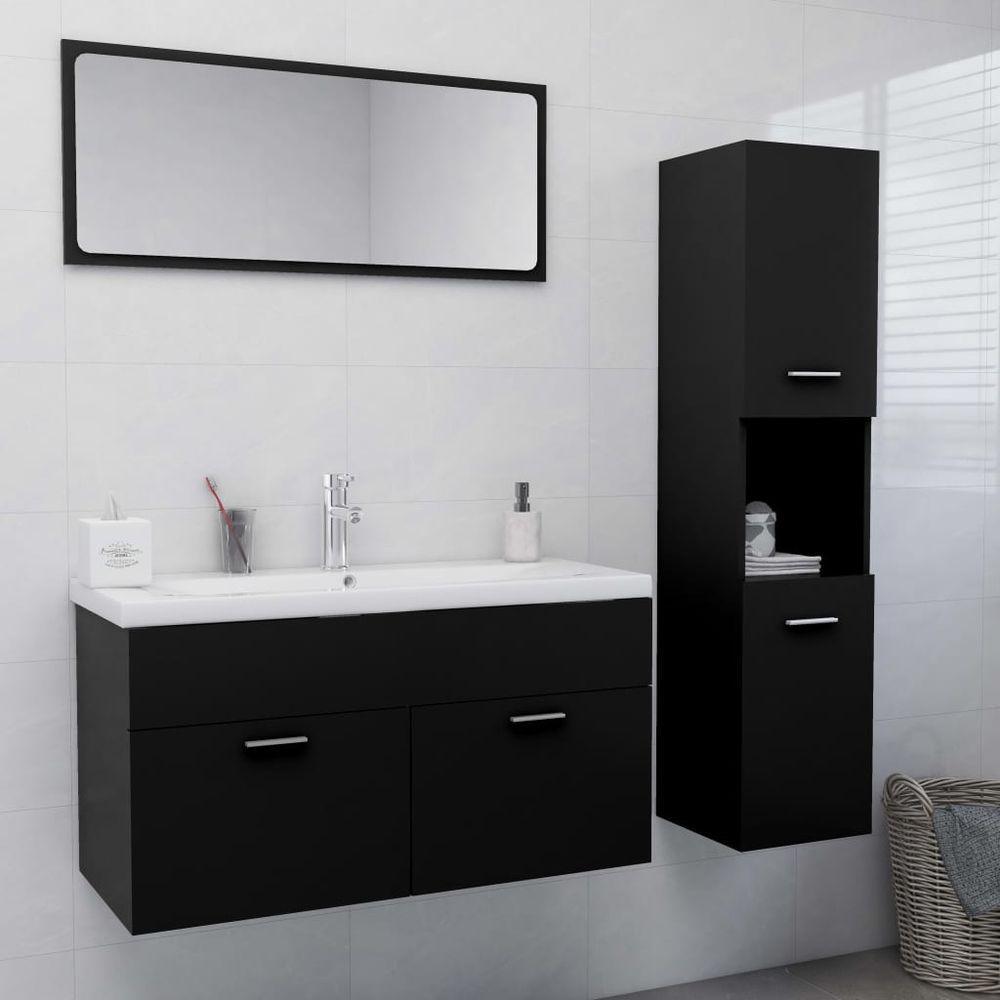 vidaXL Bathroom Furniture Set Black Engineered Wood vidaXL