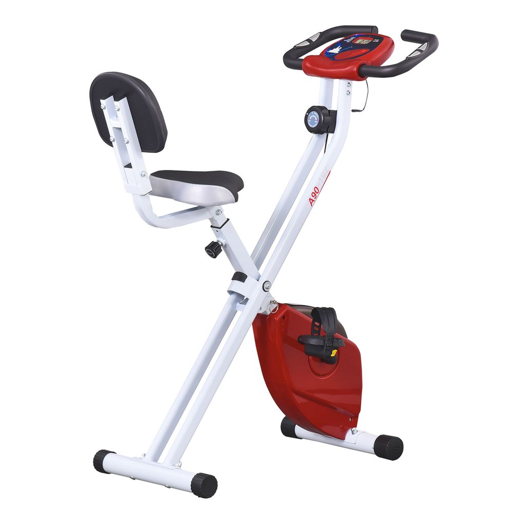 Magnetic Resistance Exercise Bike Foldable LCD Adjustable Seat Red HOMCOM Unbranded