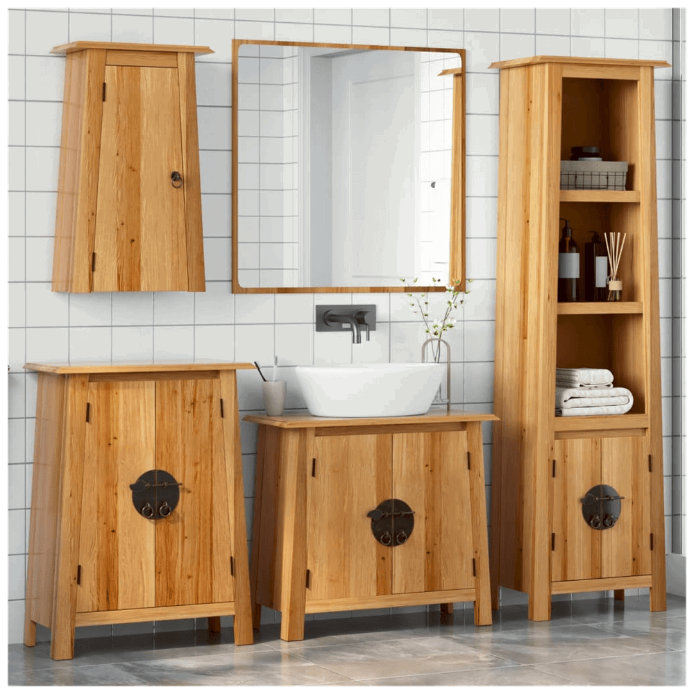 vidaXL 4 Piece Bathroom Furniture Set Solid Wood Pine vidaXL