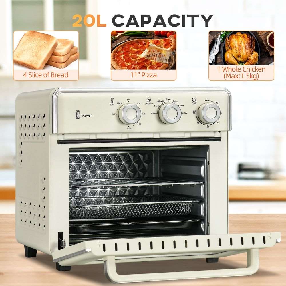 HOMCOM 7-in-1 Toaster Oven 4-Slice w/ 60-min Timer Adjustable Thermostat 1400W HOMCOM