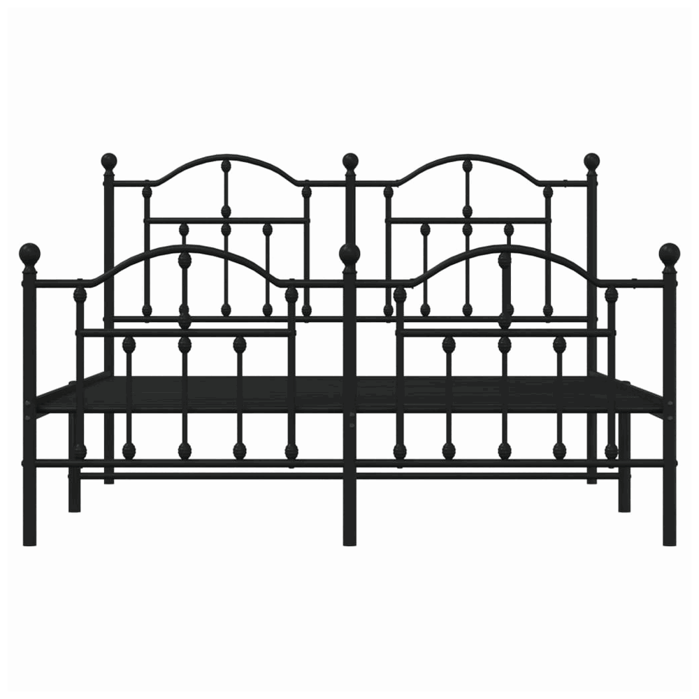 vidaXL Metal Bed Frame with Headboard and Footboard Black 150x200 cm King Size vidaXL