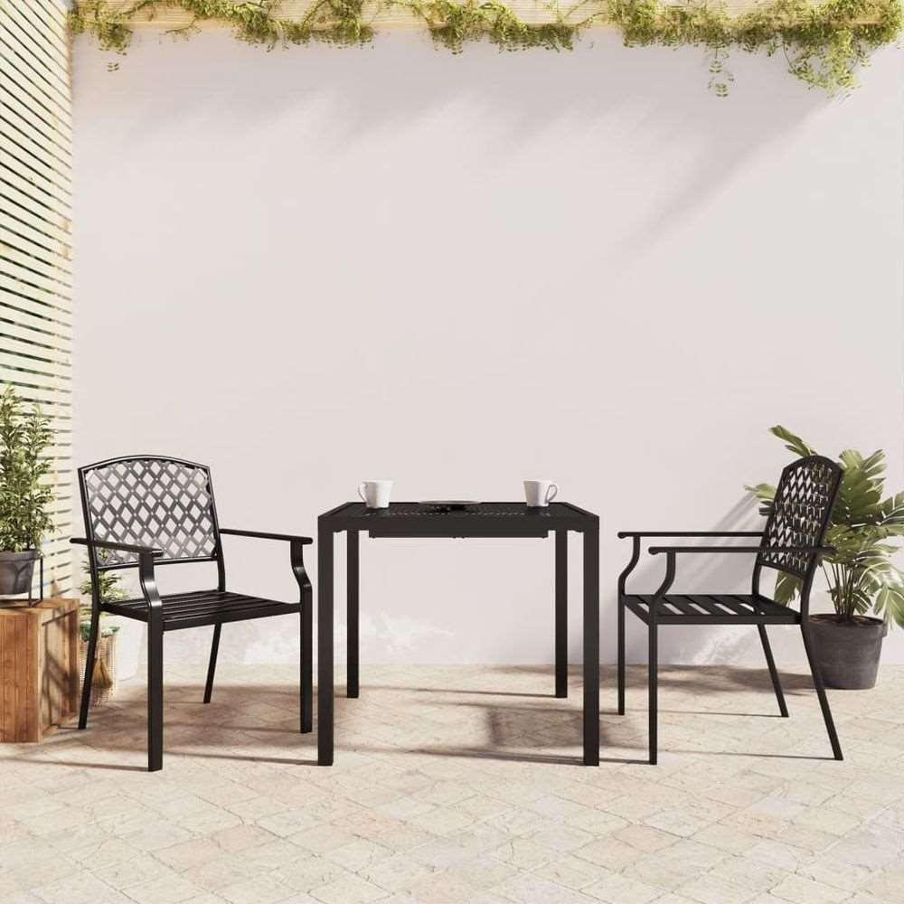 vidaXL 3 Piece Garden Dining Set Anthracite Steel 3 80 cm table length vidaXL