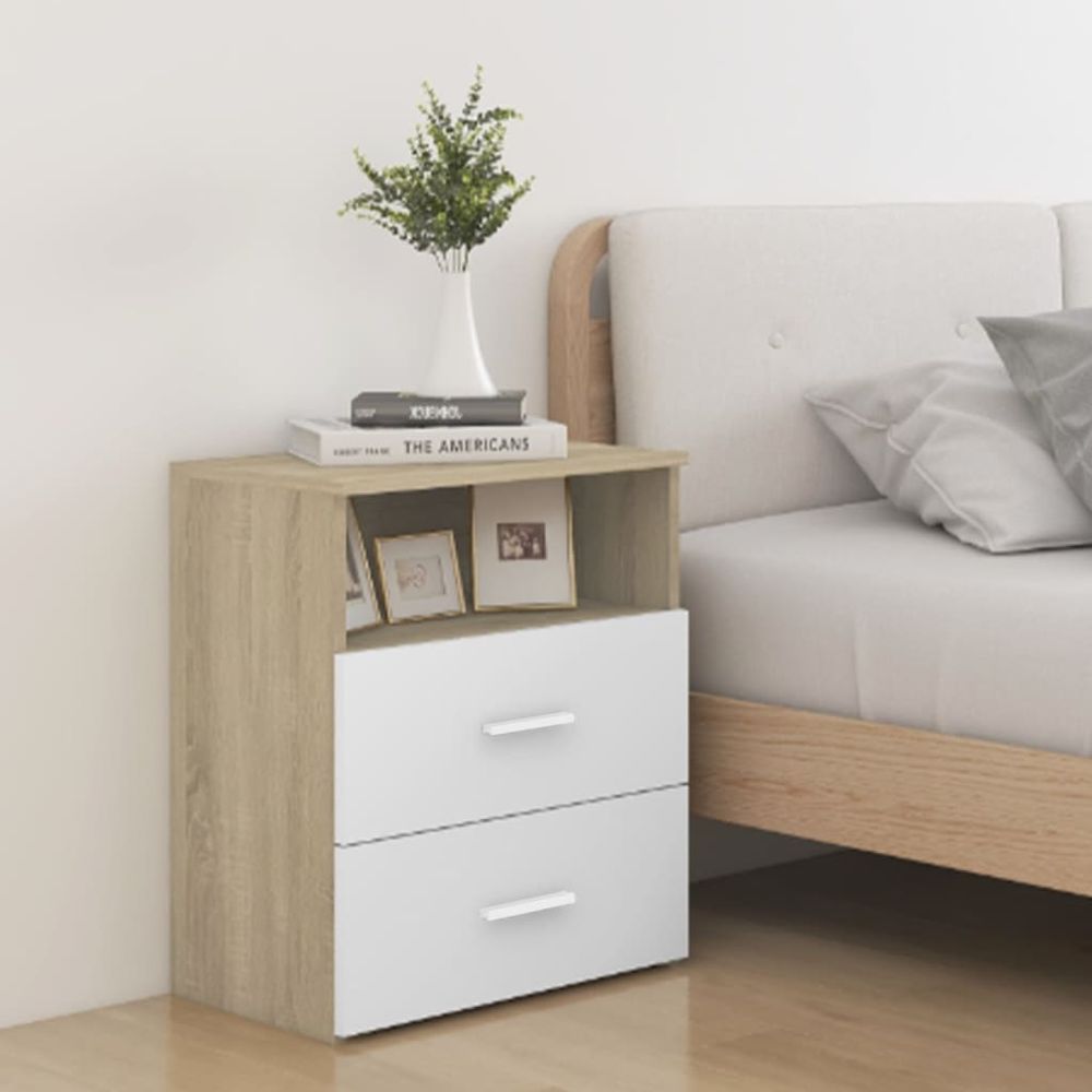 vidaXL Bed Cabinet Smoked Oak 50x32x60 cm vidaXL