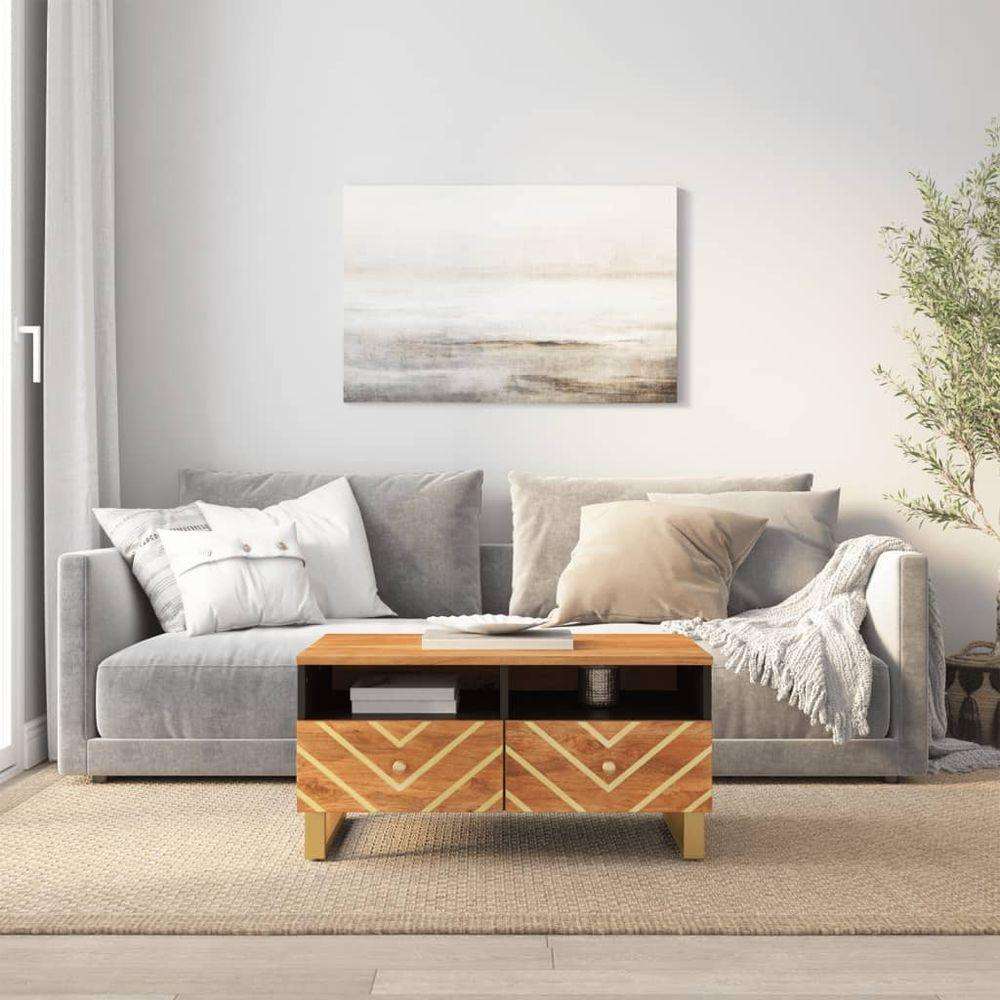 vidaXL Coffee Table Brown and Black 80x54x40 cm Solid Wood Mango vidaXL