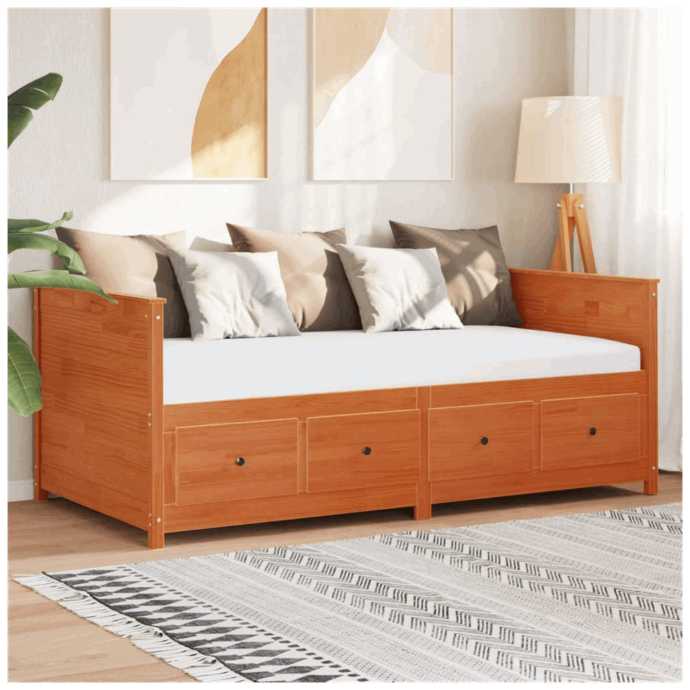 vidaXL Day Bed Wax Brown 100x200 cm Solid Wood Pine vidaXL