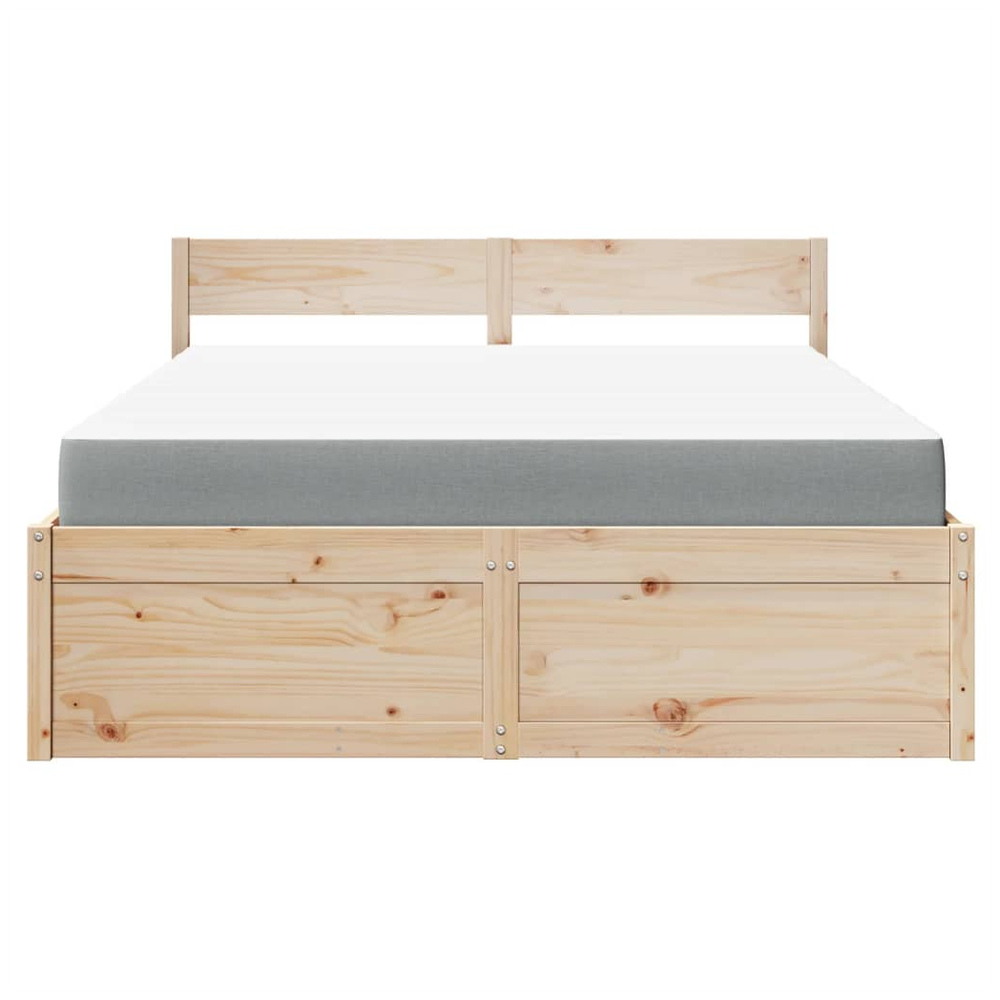 vidaXL Bed with Drawers and Mattress 140x200 cm Solid Wood Pine vidaXL