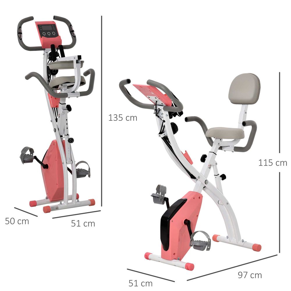 2-In-1 Upright Exercise Bike 8-Level Adjustable with Pulse Sensor Pink HOMCOM Unbranded