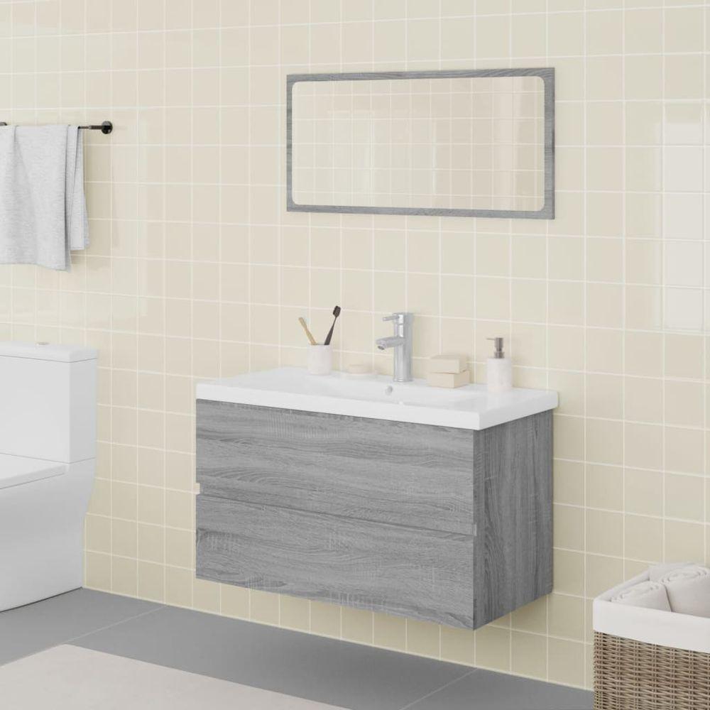 Bathroom Furniture Set Smoked Oak Engineered Wood grey sonoma vidaXL