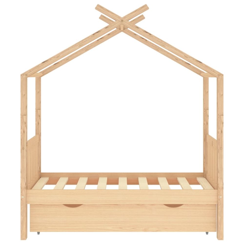 vidaXL Kids Bed Frame with a Drawer Solid Pine Wood 70x140 cm vidaXL