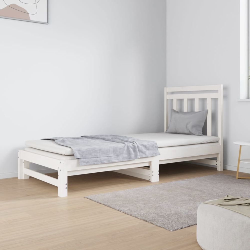 vidaXL Pull-out Day Bed 2x(90x190) cm Solid Wood Pine white vidaXL