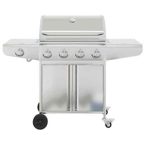 vidaXL Gas BBQ Grill with 5 Burners Silver Stainless Steel vidaXL
