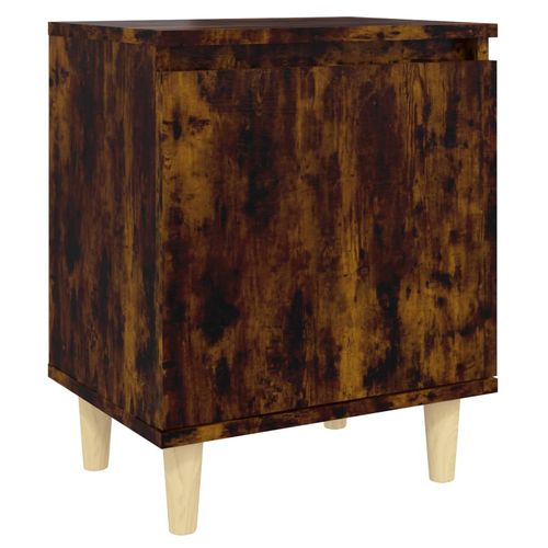 vidaXL Bed Cabinet with Solid Wood Legs Smoked Oak 40x30x50 cm vidaXL