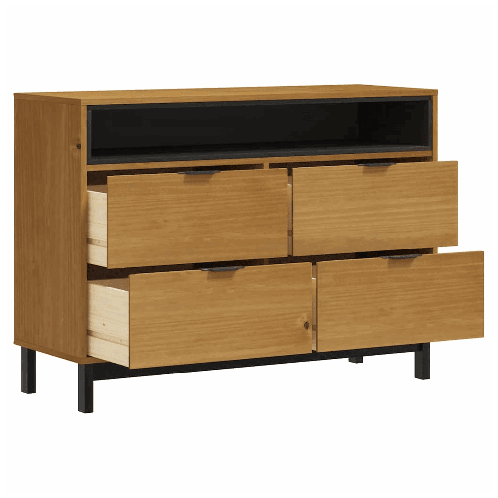 vidaXL Drawer Cabinet FLAM 110x40x80 cm Solid Wood Pine vidaXL