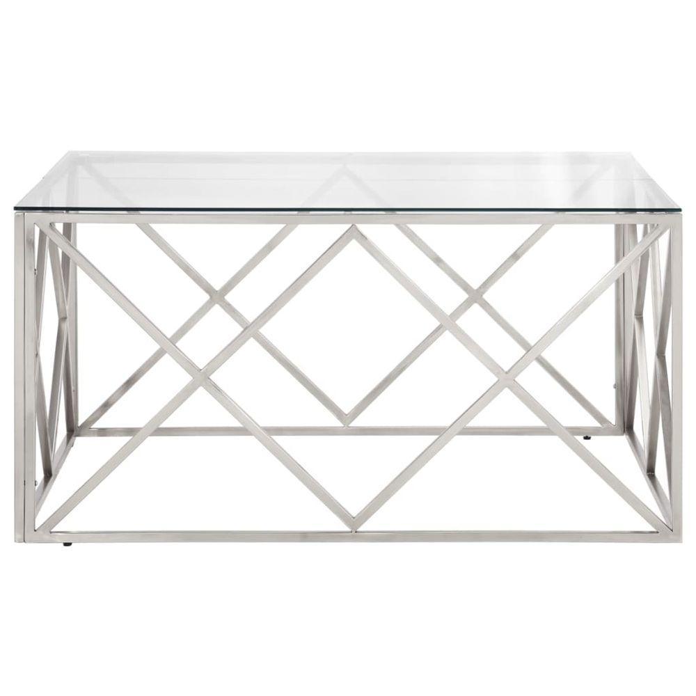 vidaXL Coffee Table Silver Stainless Steel and Tempered Glass vidaXL