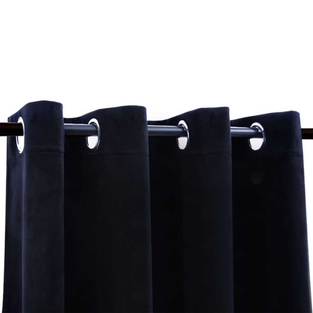 vidaXL Blackout Curtains with Rings 2 pcs Velvet Black 140x175 cm vidaXL