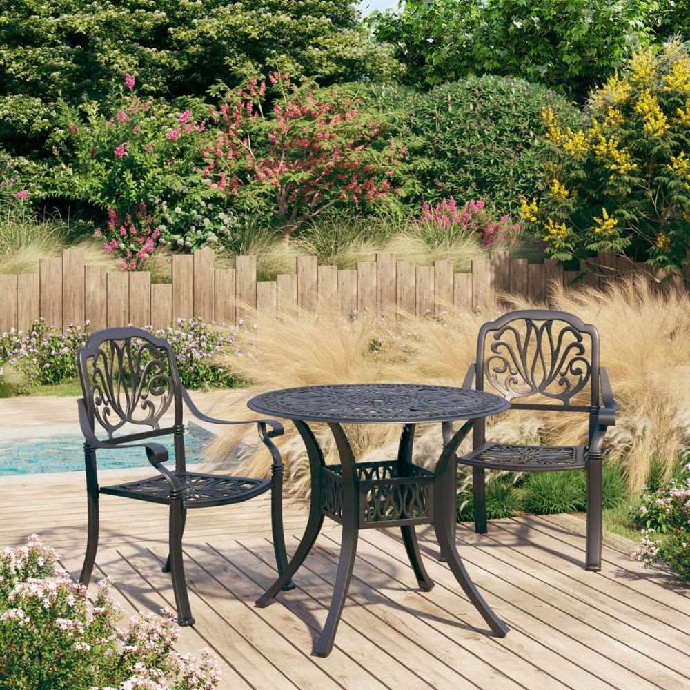 vidaXL 3 Piece Bistro Set Cast Aluminium Bronze black vidaXL