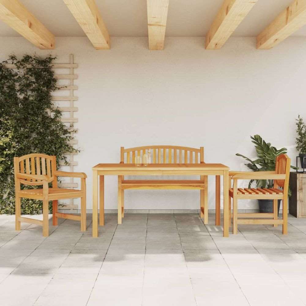 vidaXL 5 Piece Garden Dining Set Solid Wood Teak 2x chair + bench + table 150 cm table length vidaXL