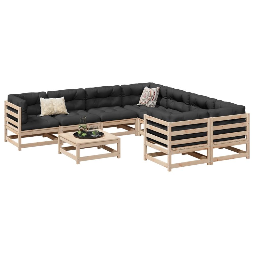 vidaXL 9 Piece Garden Sofa Set Solid Wood Pine natural pine without cushion vidaXL