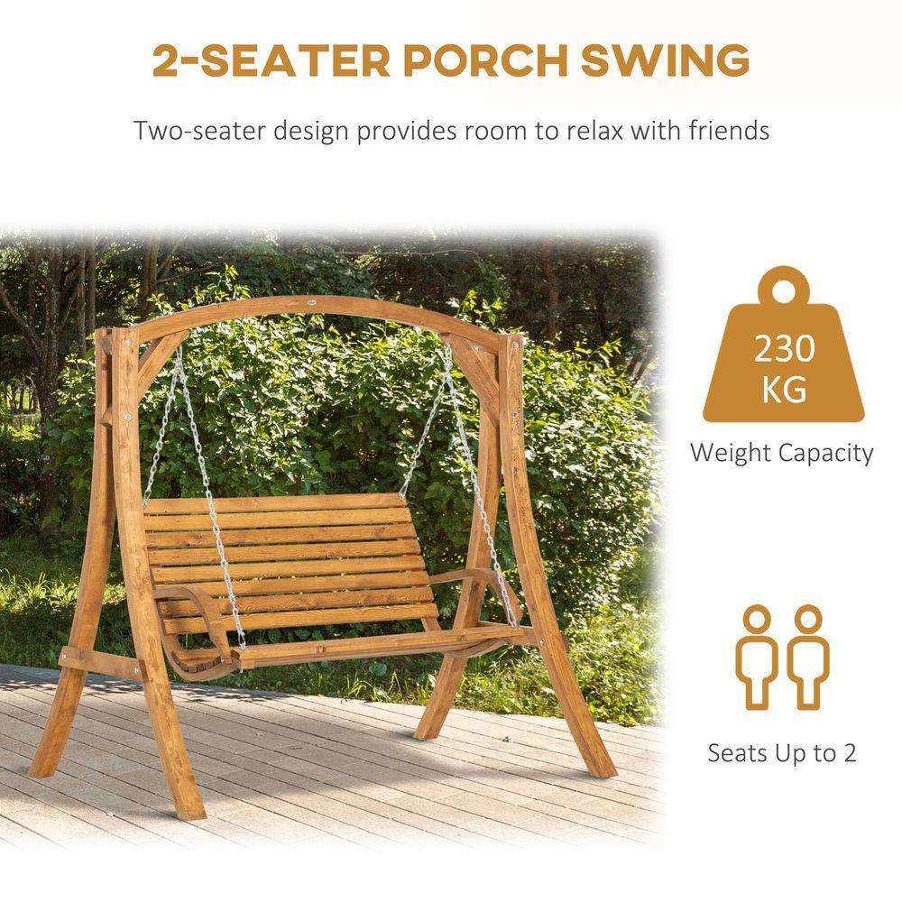 Outsunny 2 Seater Garden Swing Seat Swing Chair, Outdoor Wooden Swing Bench Seat Outsunny