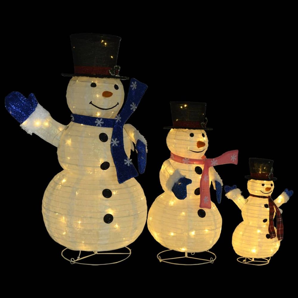 Decorative Christmas Snowman Family Figures with LED Luxury Fabric vidaXL