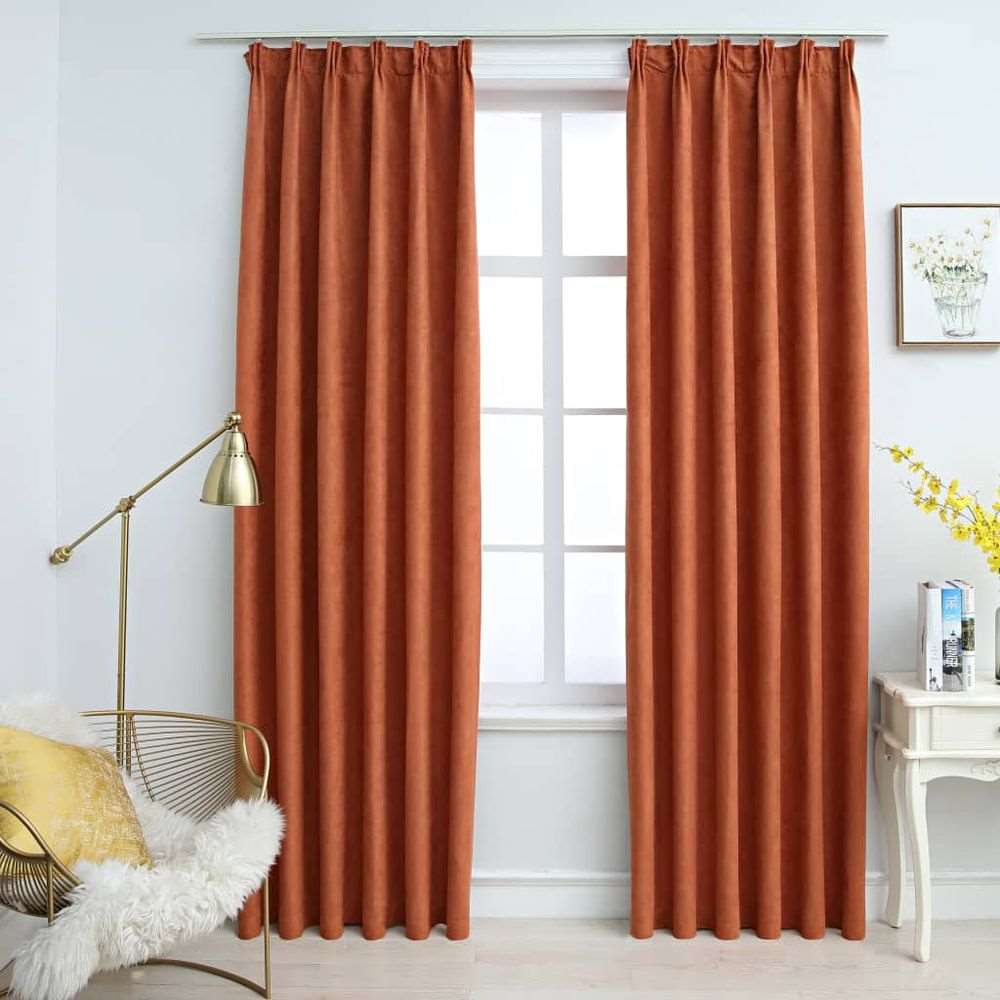 vidaXL Blackout Curtains with Hooks 2 pcs Anthracite 140x175 cm off white vidaXL