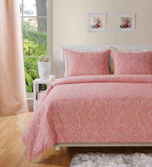 400 TC - Cotton Rich Paisley Print Duvet Cover Set Red King Unbranded